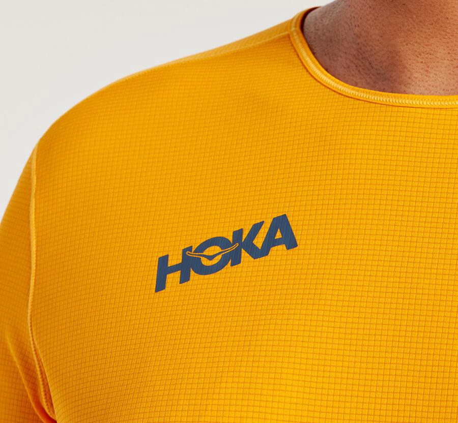 Hoka One One Top Heren - Performance 3/4 Mouw - Geel - CT7941328